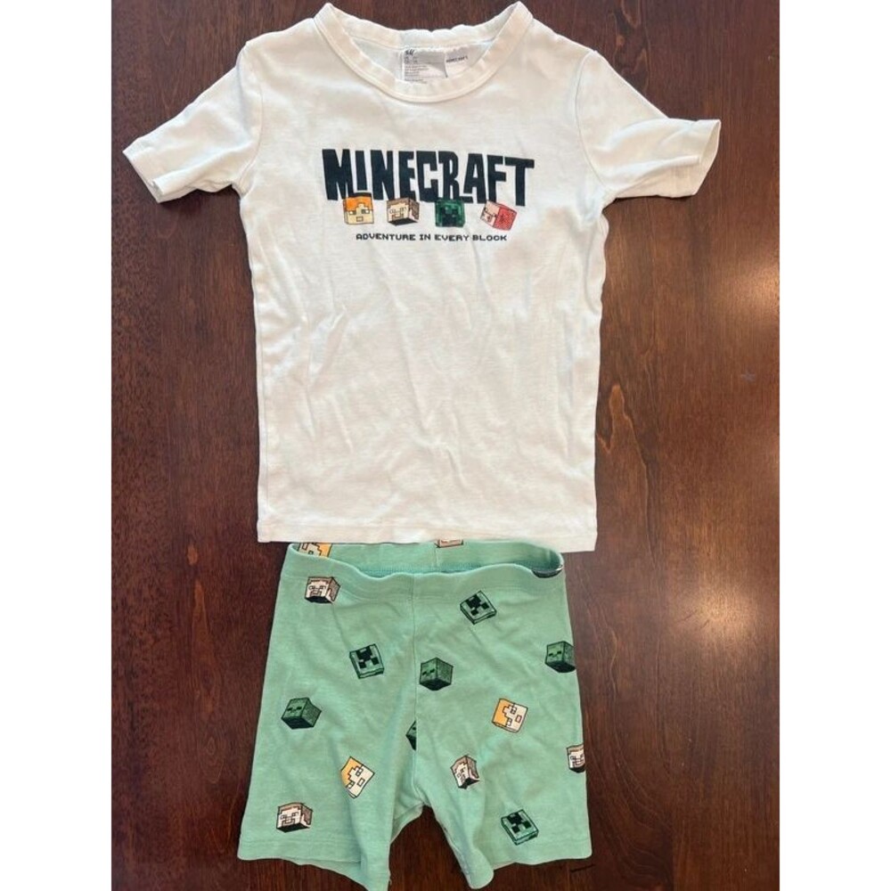H&M Boys Minecraft 2 Piece Pajama Set 100% Cotton